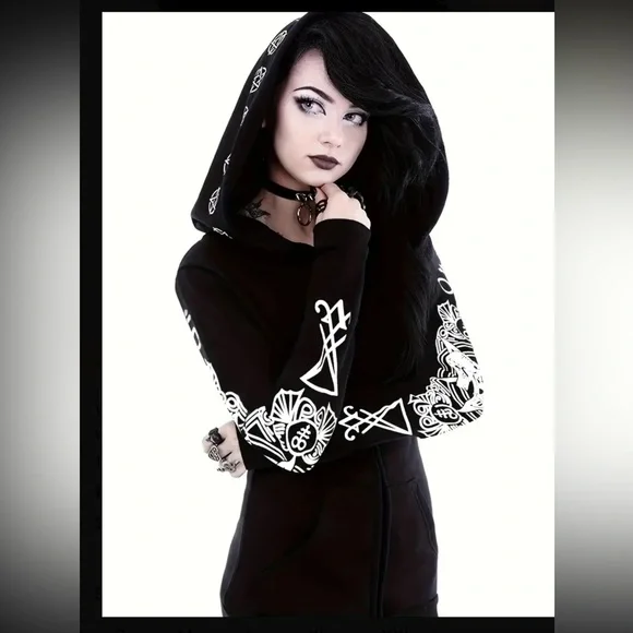 NWOT Mystical Baphomet Print Black Gothic Jacket - Picture 4 of 15